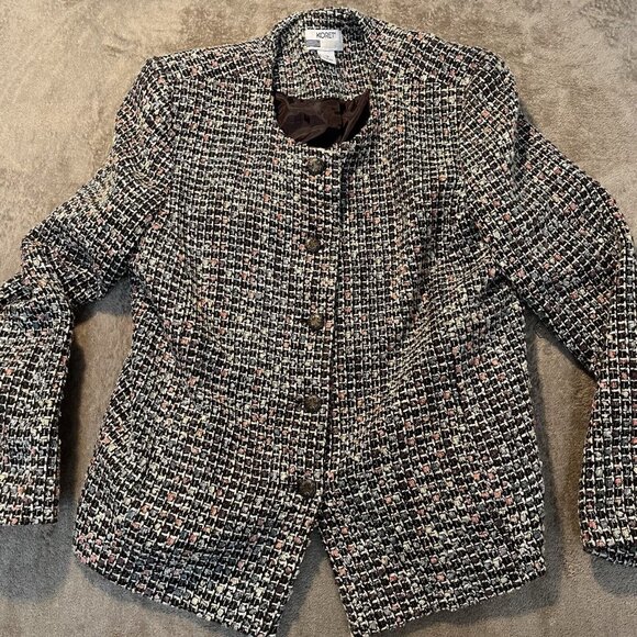 Koret Blazer Women's Size 16 Tweed Five Button Blazer Tan Multicolor Pockets - Picture 1 of 8